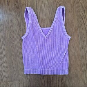 Zenana Women’s Purple Ribbed Tank Top Size L/XL